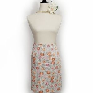 Patterned floral/stripe skirt